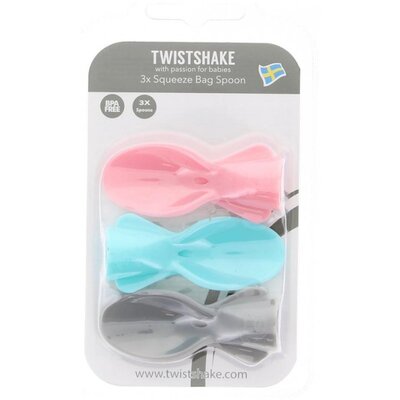 Lucky smart pressure bag spoons - 3pcs - Blue. Grey. Pink (Twist Shake)