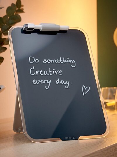 Glass desk whiteboard