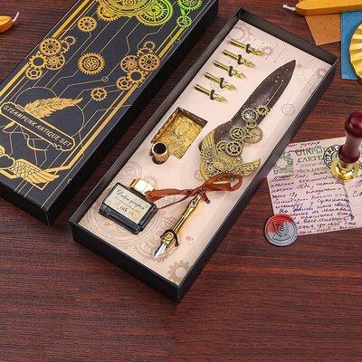 Feather pen with wax