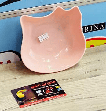 Cat pattern single food bowl - pink