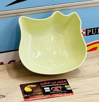 Cat pattern single food bowl - green