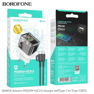 مجموعة شاحن سريع من BOROFONE BA80A Scenery PD20W+QC3.0.