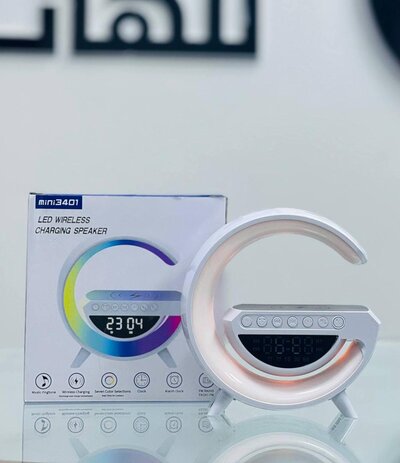 Speaker with clock + wireless charger + luminous LED