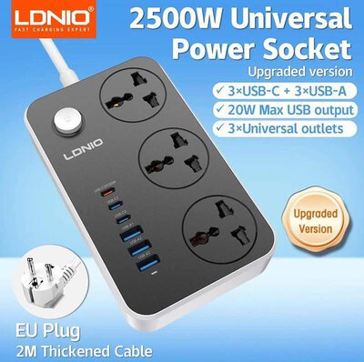 LDNIO SC3604C – مطول كهرباء ذكي متعددة
