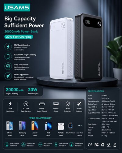 باور بانك 20w - اسود
