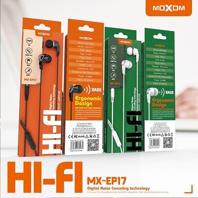 MOXOM MX-EP17 Wired Earphones White