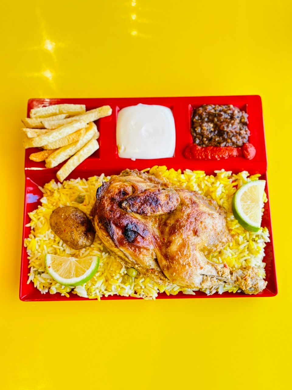 Half chicken mandy meal
