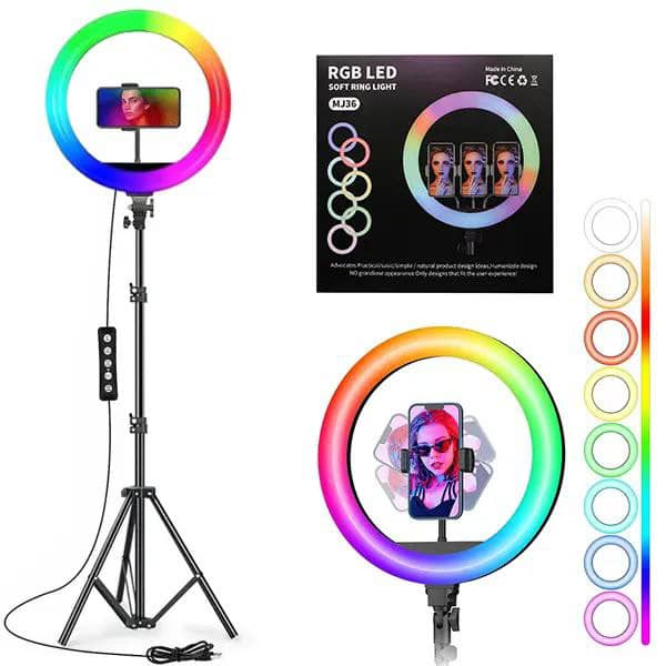 Ring light with stand, 36MJ, multicolor