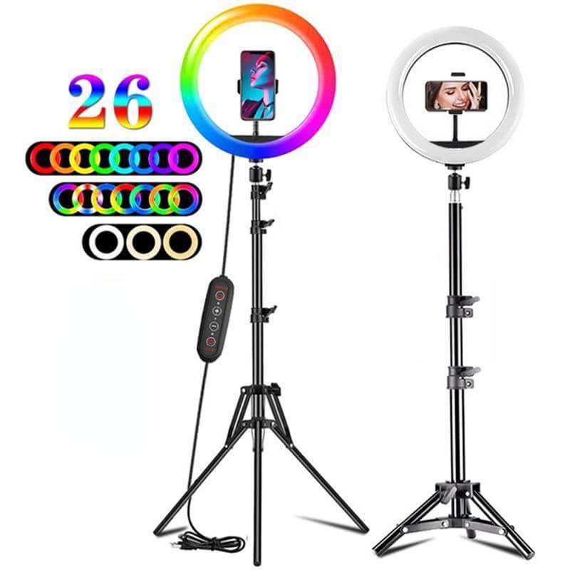 Ring light with stand, 26MJ diameter, multicolor