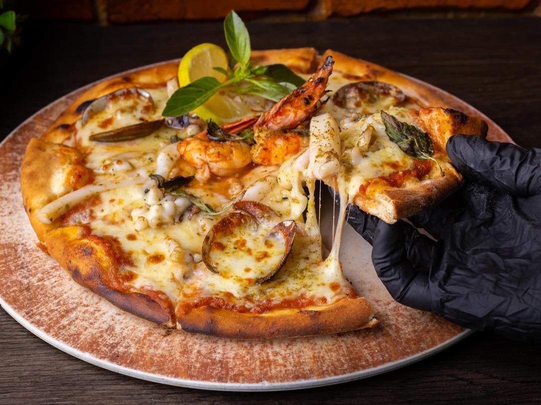 Seafood pizza