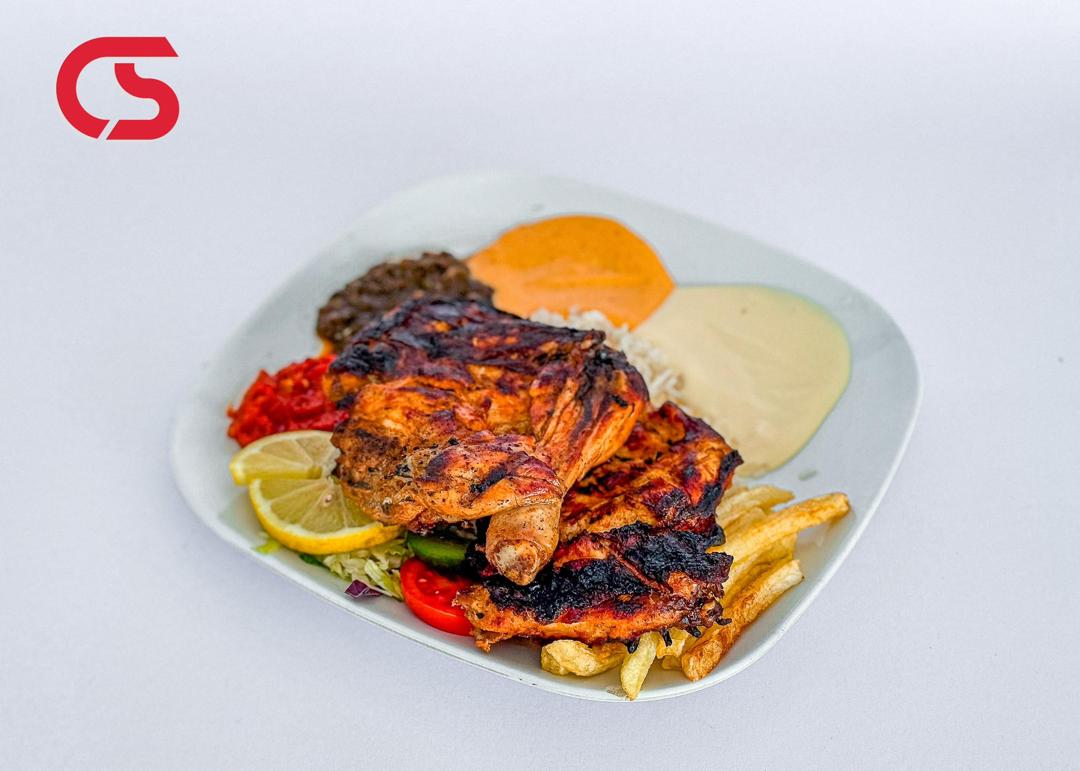 Half grilled chicken meal