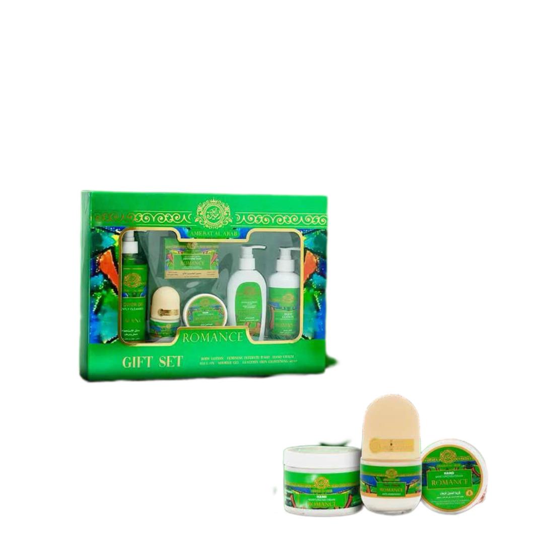 Amiret Al Arab Skincare and Body Care Set with Romance Perfume