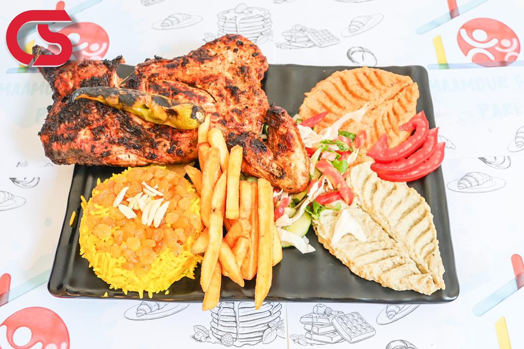 Half grilled chicken meal