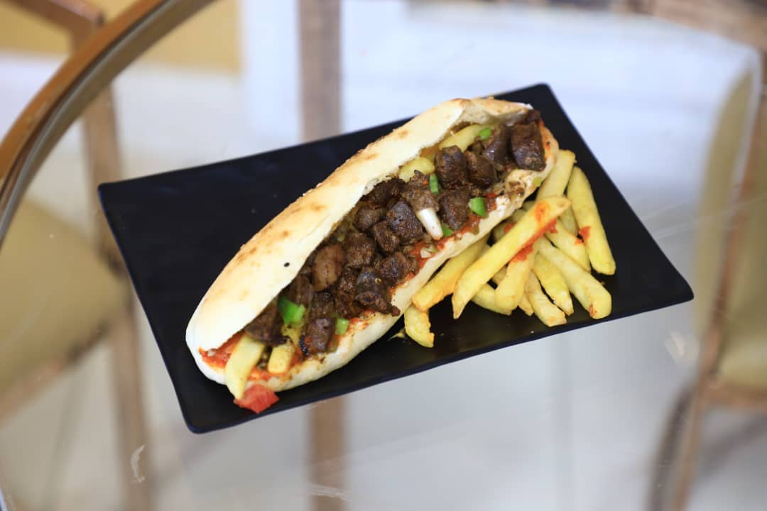 Chicken Liver Sandwich with Cheese and Arabic Bread