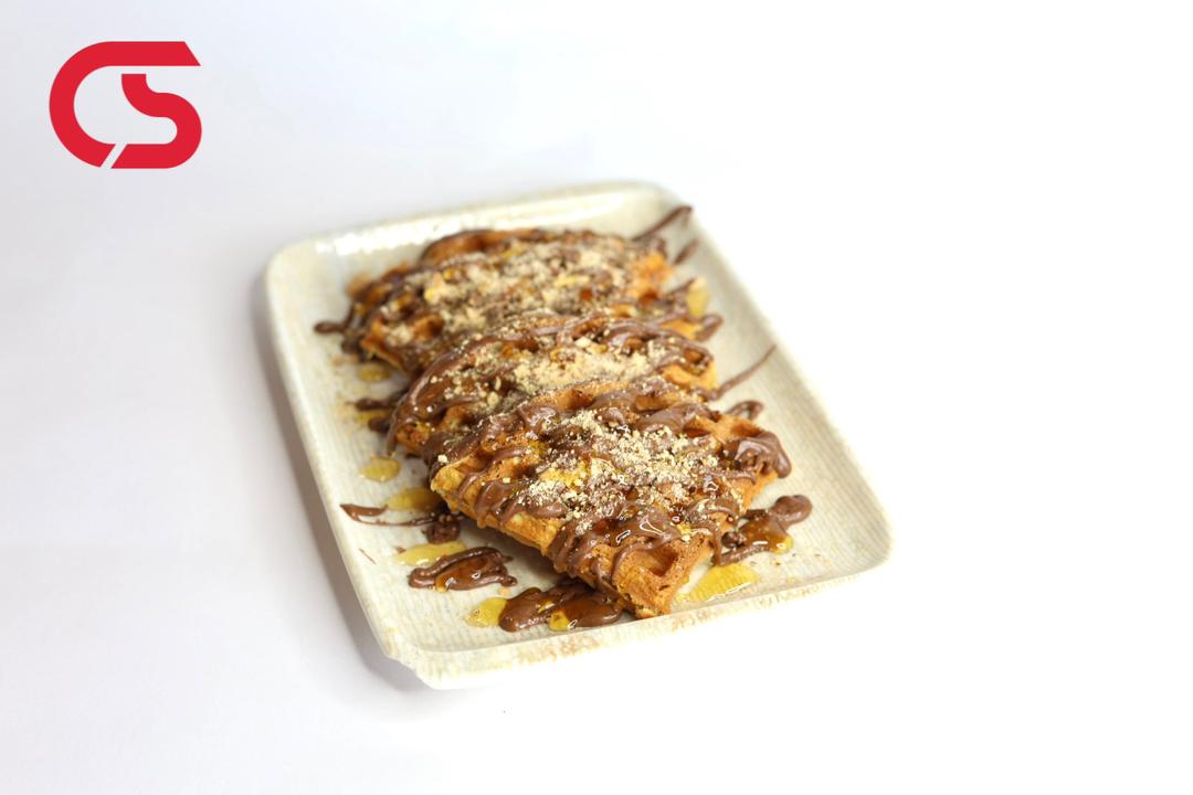 Waffles with Nutella, Honey, and Nuts