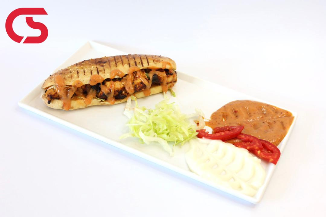 Chicken shish sandwich with cheese
