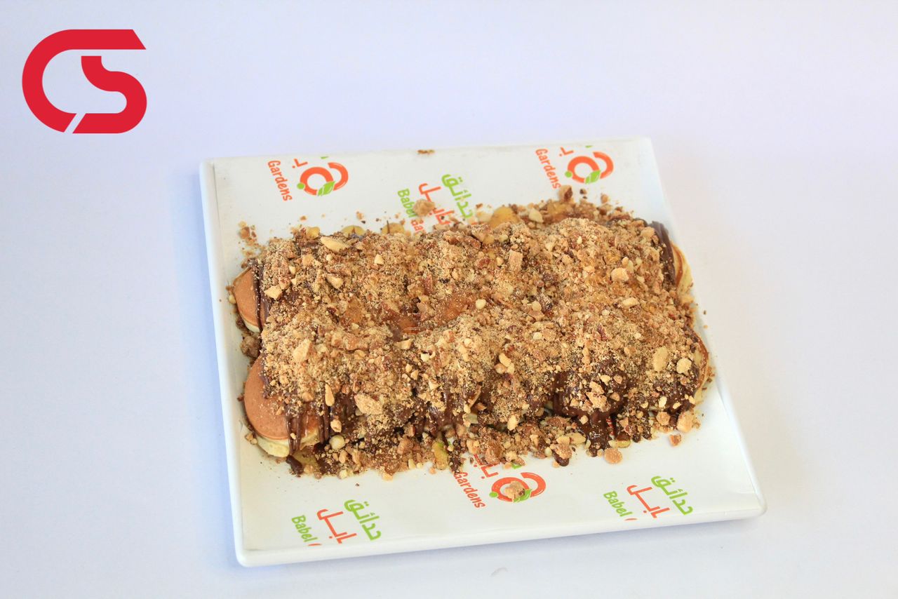 Nutella, honey, and nuts mini pancake