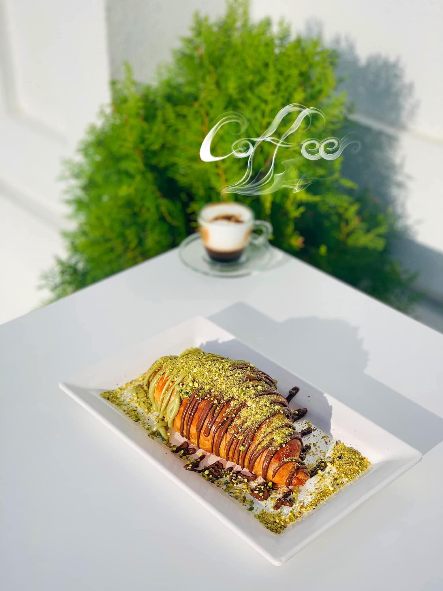 Nutella and pistachio brioche