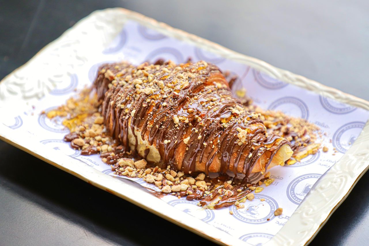 Brioche with Nutella, honey, and nuts