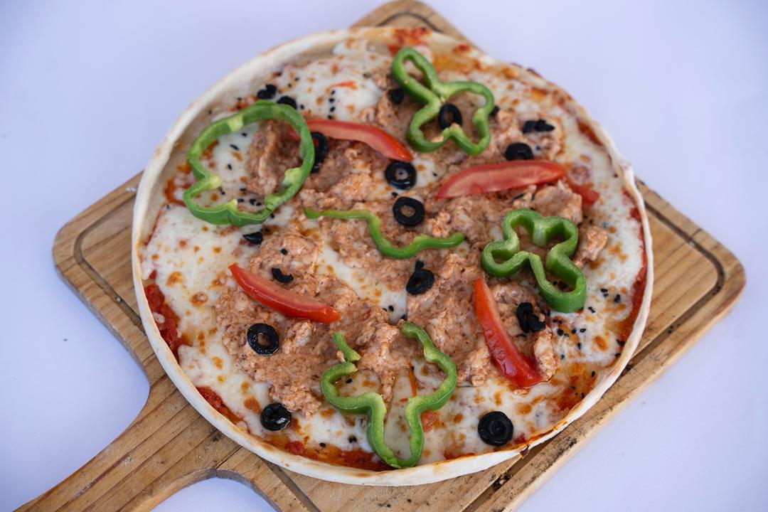 Chicken, Vegetable, and Cheese Pizza
