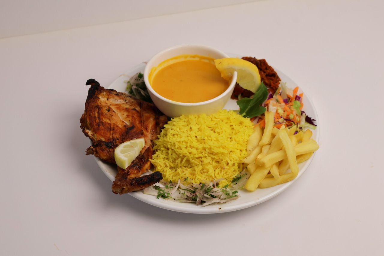 Quarter grilled chicken meal + rice