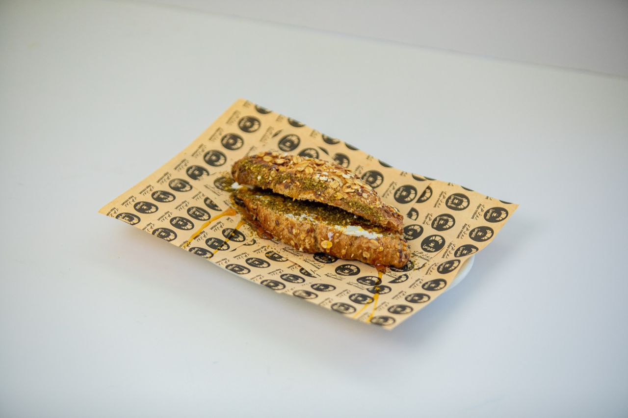 Oat brioche with Philadelphia, honey, and zaatar