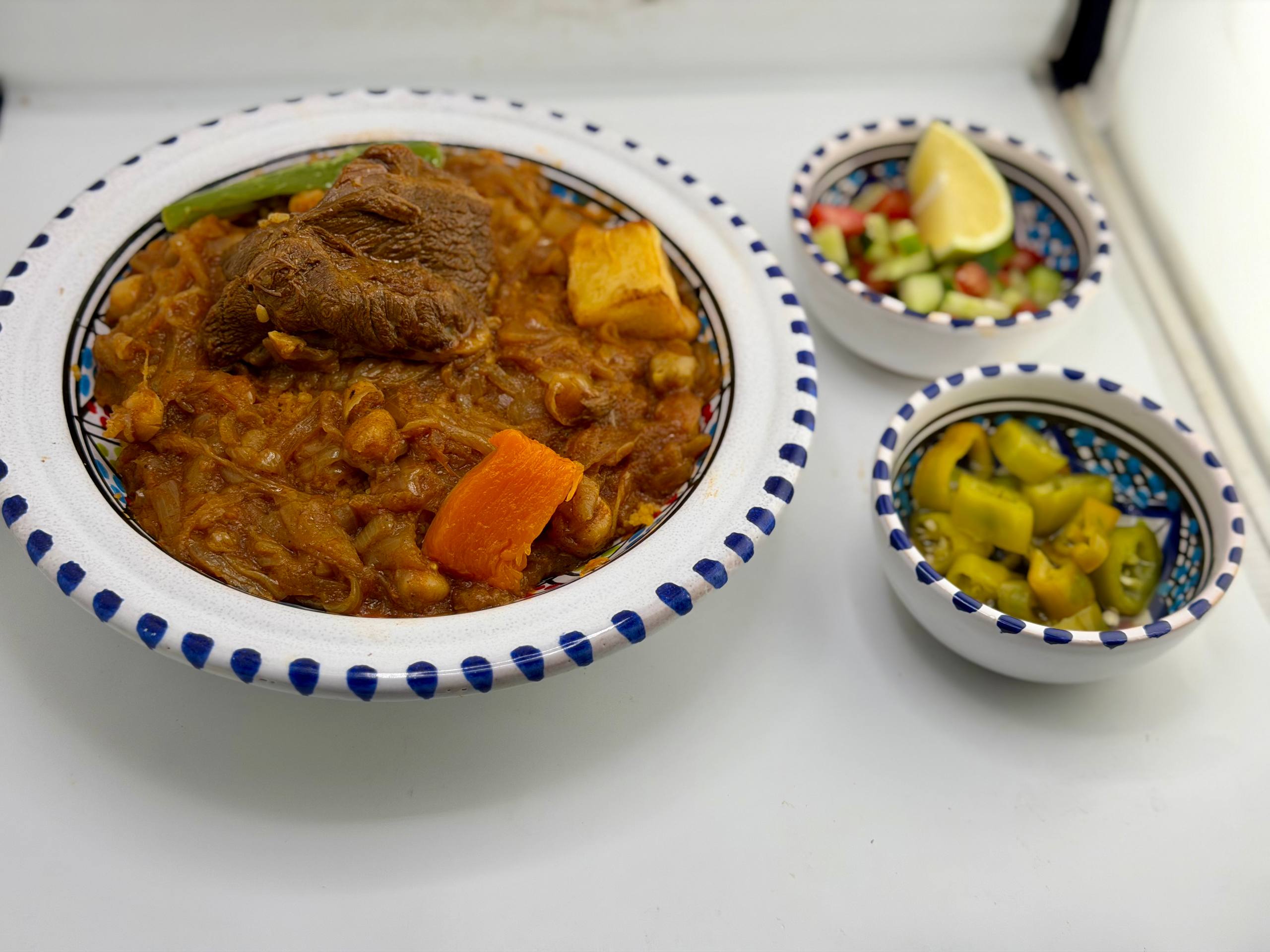 Individual camel meat couscous meal