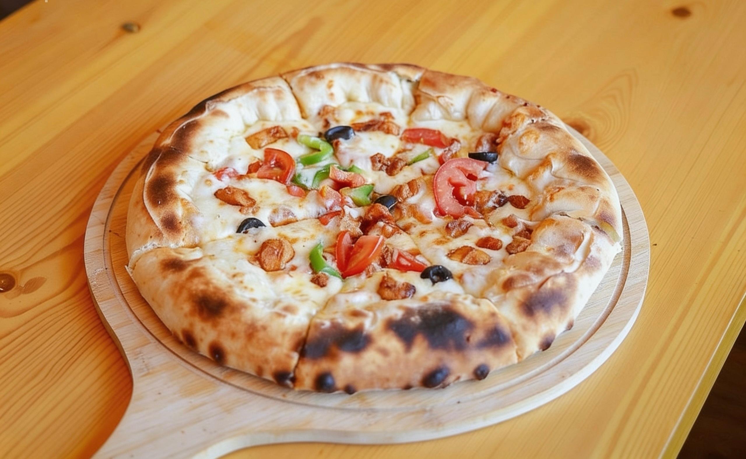 Stuffed crust pizza with minced meat