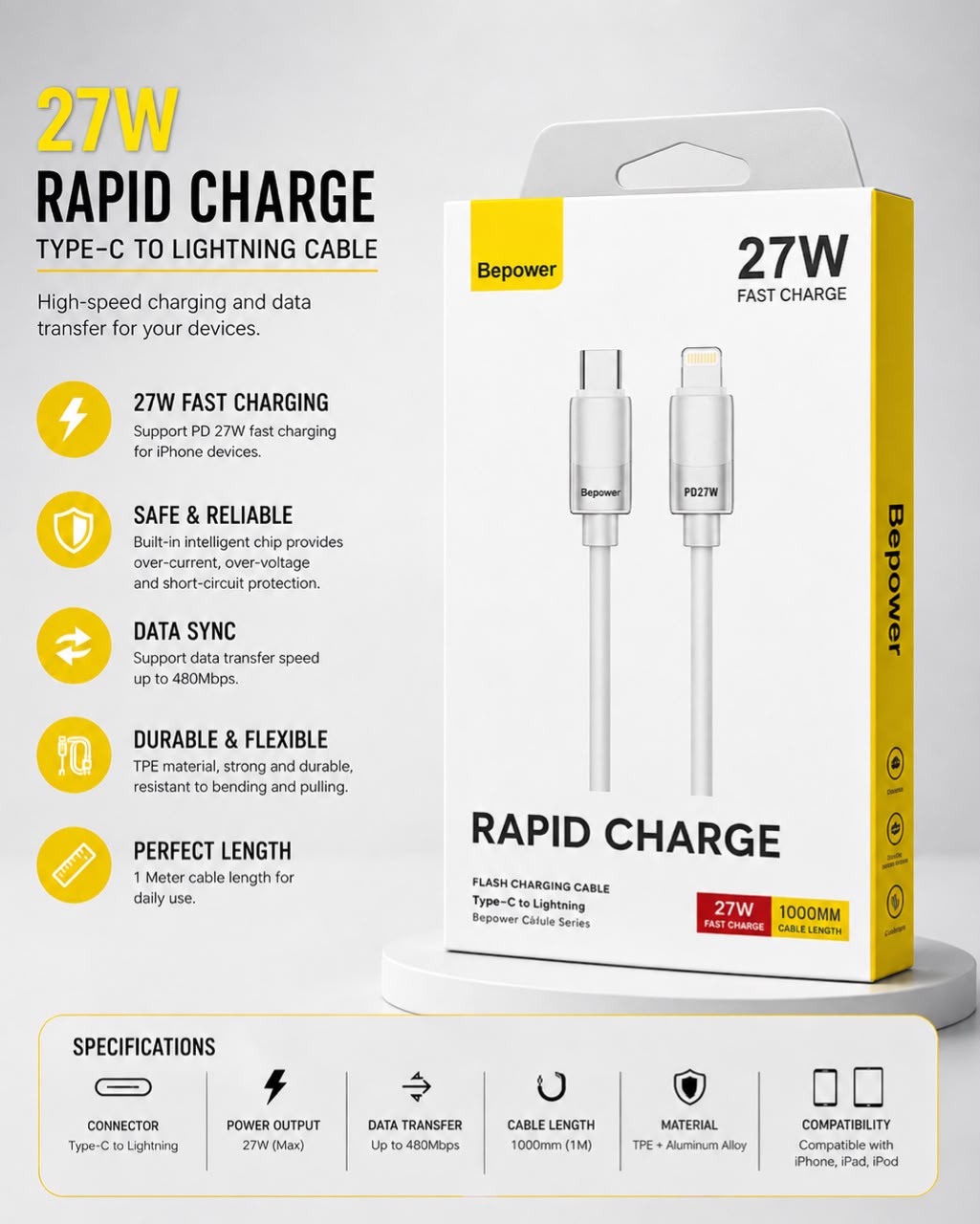 Fast Charging Cable - 27 w