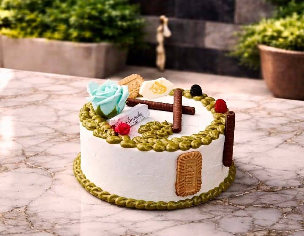 Cake with almond, chocolate and Nutella filling