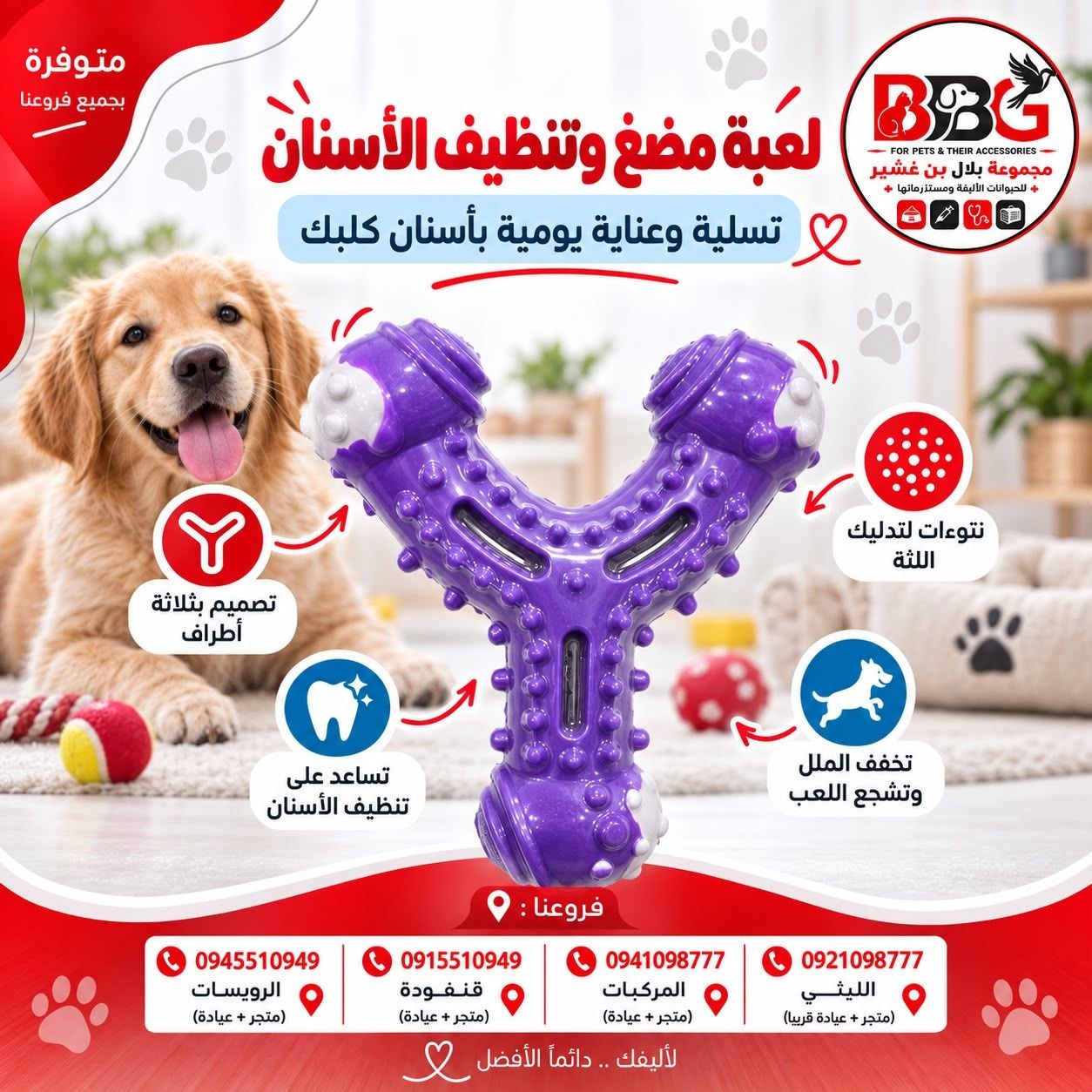 Two-ring pull and chew toy - purple